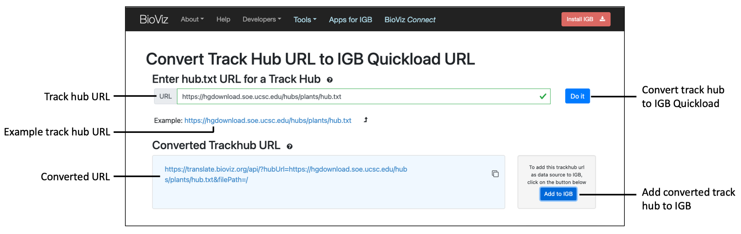 IGB User's Guide > View UCSC Track Hubs in IGB > trackHubConvert.png